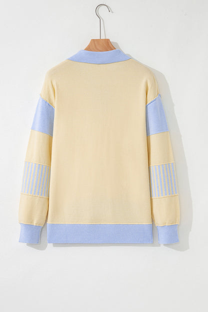 Blue Stripe Polo Sweater October.