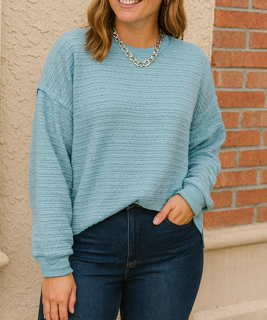 Blue Textured Plus Size Top October.