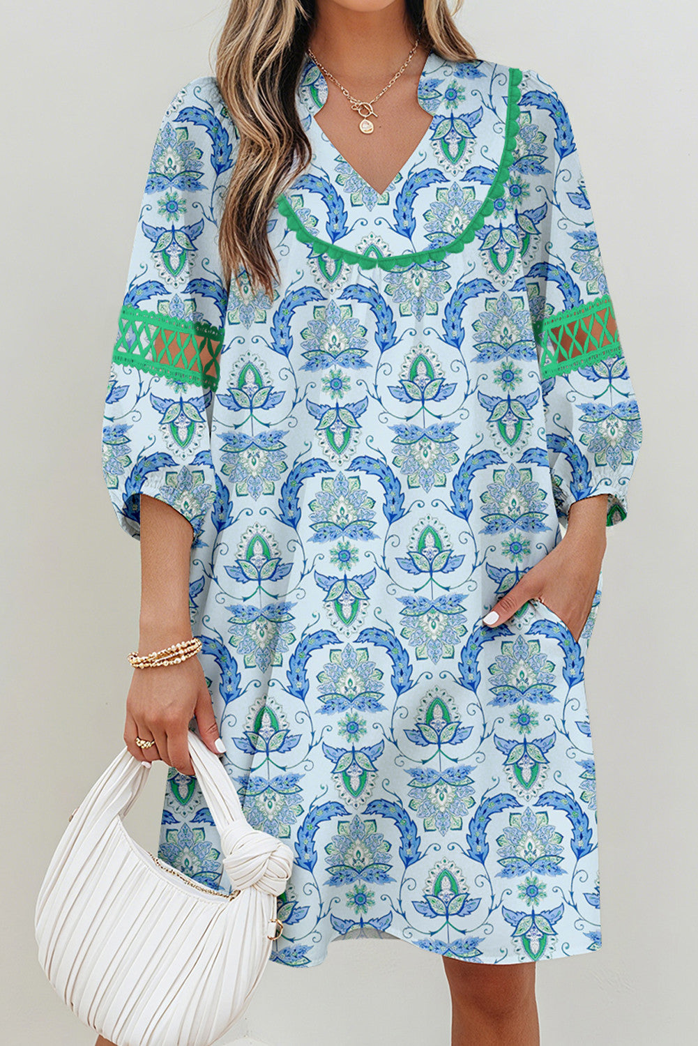 Blue Boho Paisley Dress LT