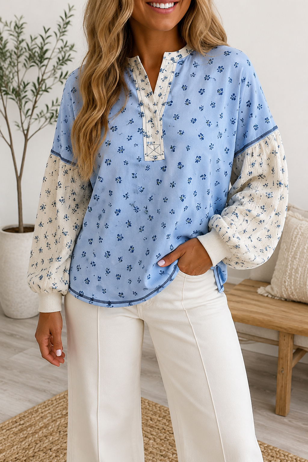 Blue Floral Top
