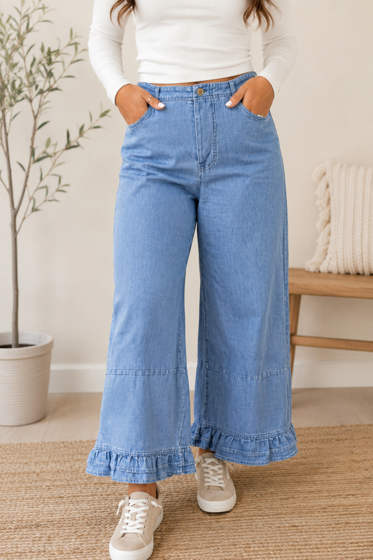 Blue Ruffle Plus Jeans