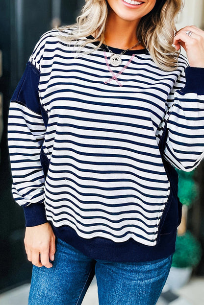 Blue Stripe Patchwork Sweatshirt RTS