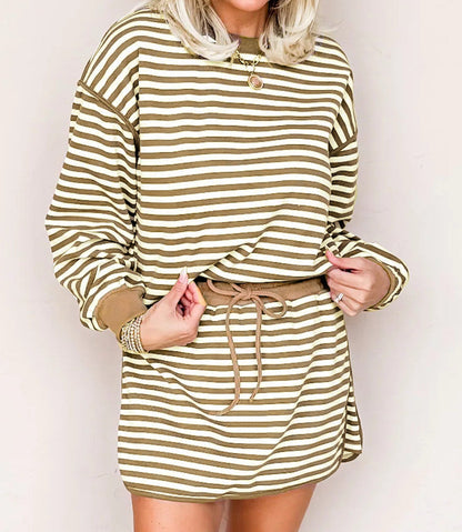Brown Stripe Pullover Set October.
