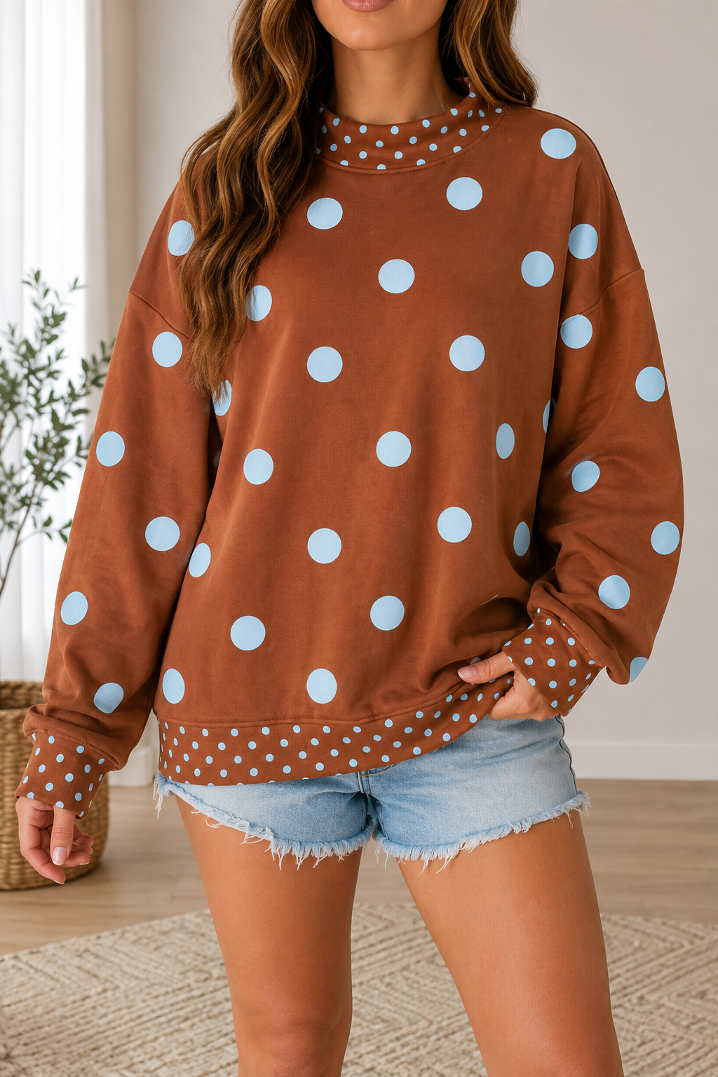 Brown Polka Dot Sweatshirt