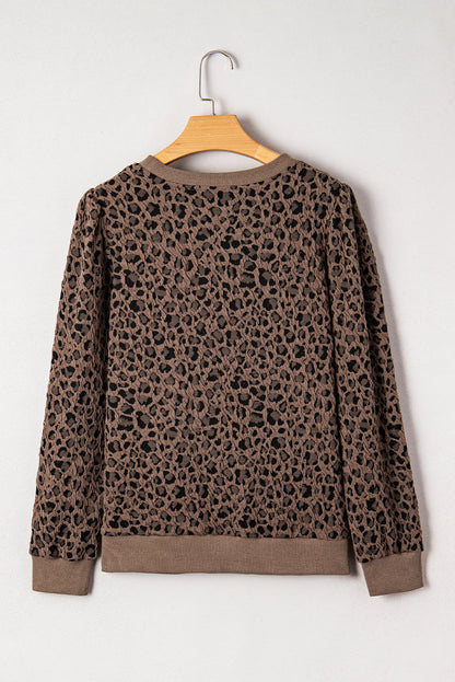 Brown Ribbed Leopard Top LT