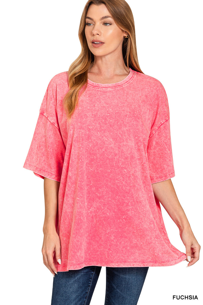 Acid-Wash Boyfriend Box Top Zenana RTS
