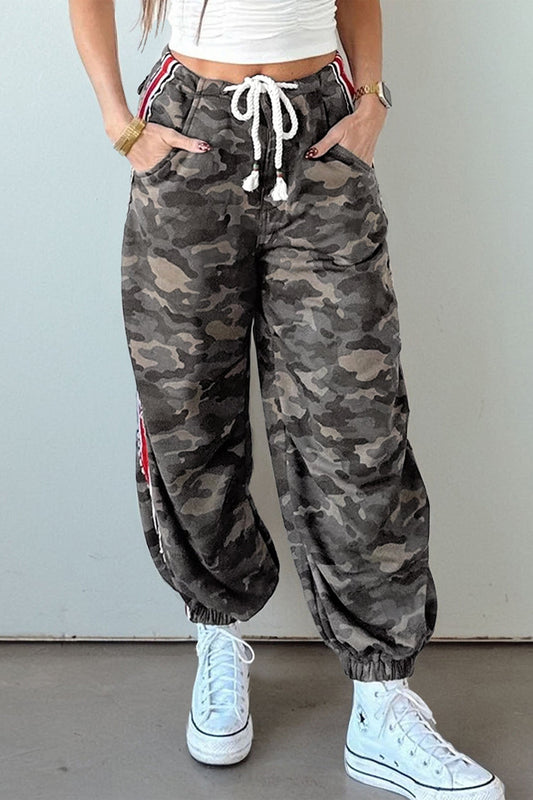 Camo Striped Side Drawstring Pants
