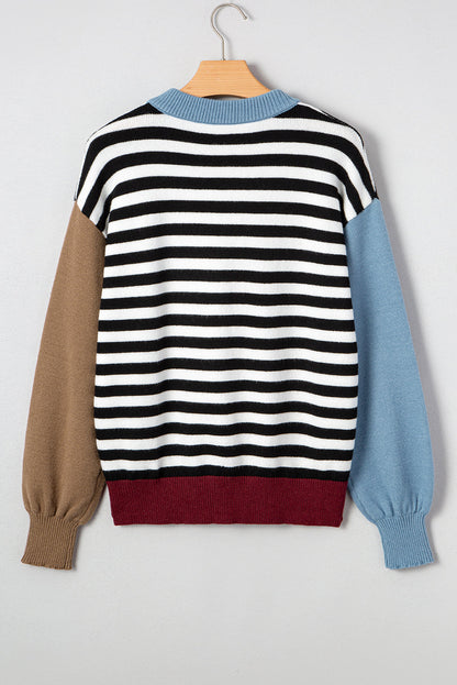Colorblock Stripe Panel Sweater December.