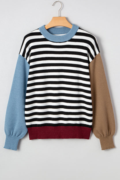 Colorblock Stripe Panel Sweater December.