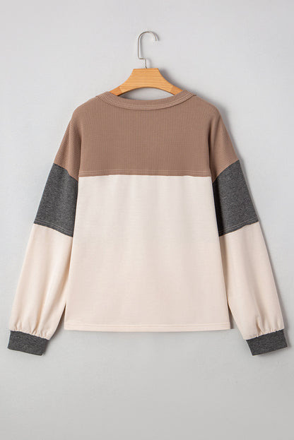 Colorblock Waffle Henley Top December.