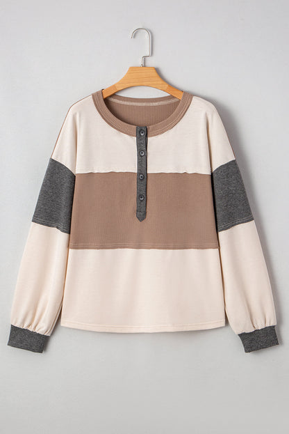 Colorblock Waffle Henley Top December.