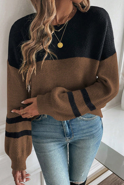 Colorblock knit Striped Sweater LT