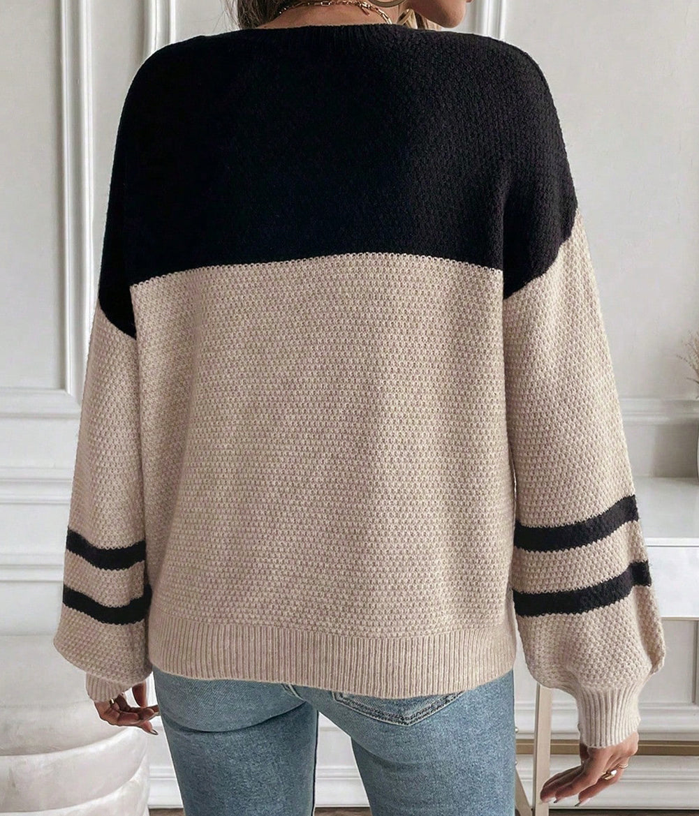 Colorblock knit Striped Sweater LT