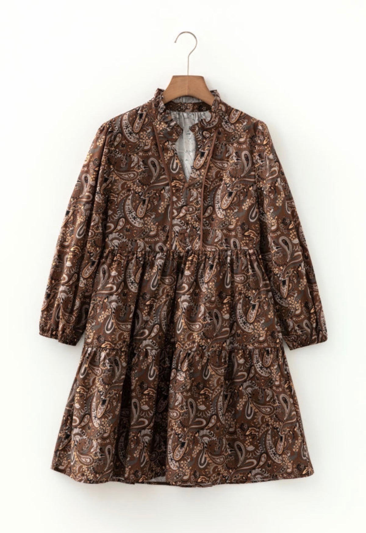 Brown Paisley Flowy Dress 100% Cotton