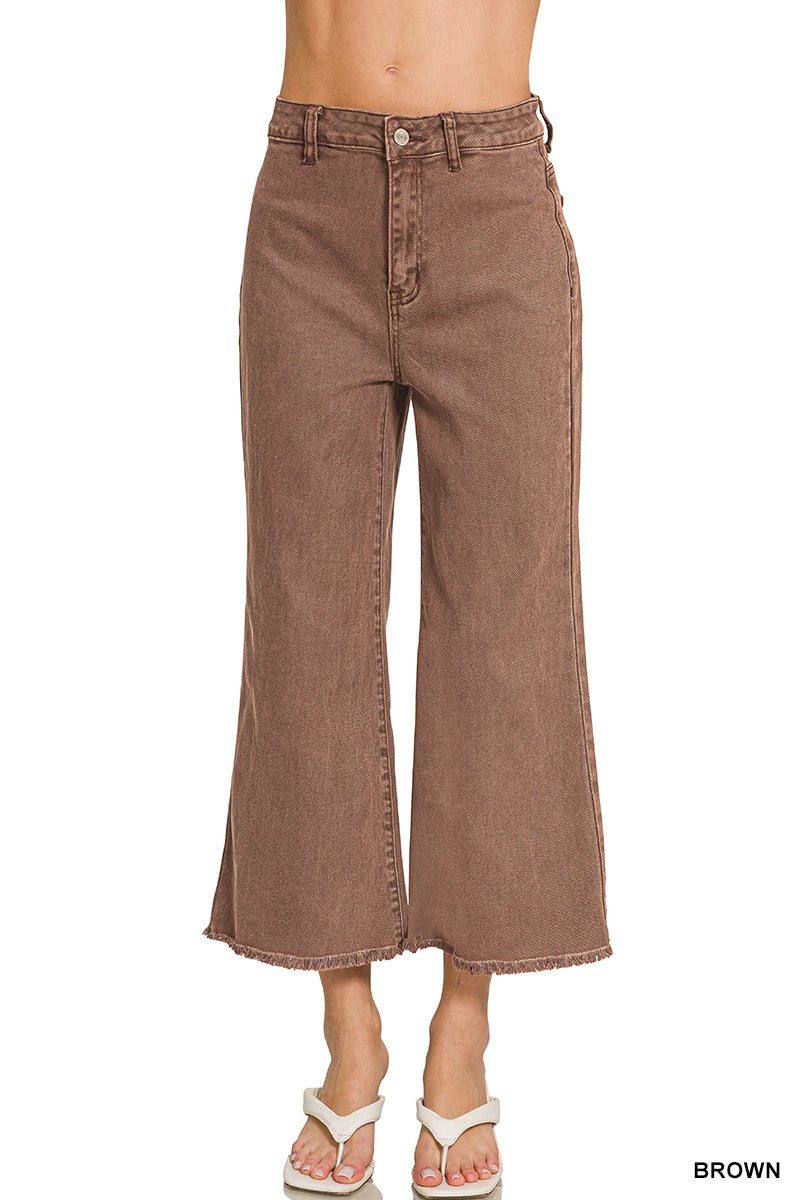 Cropped Frayed Hem Straight Jeans Zenana New RTS