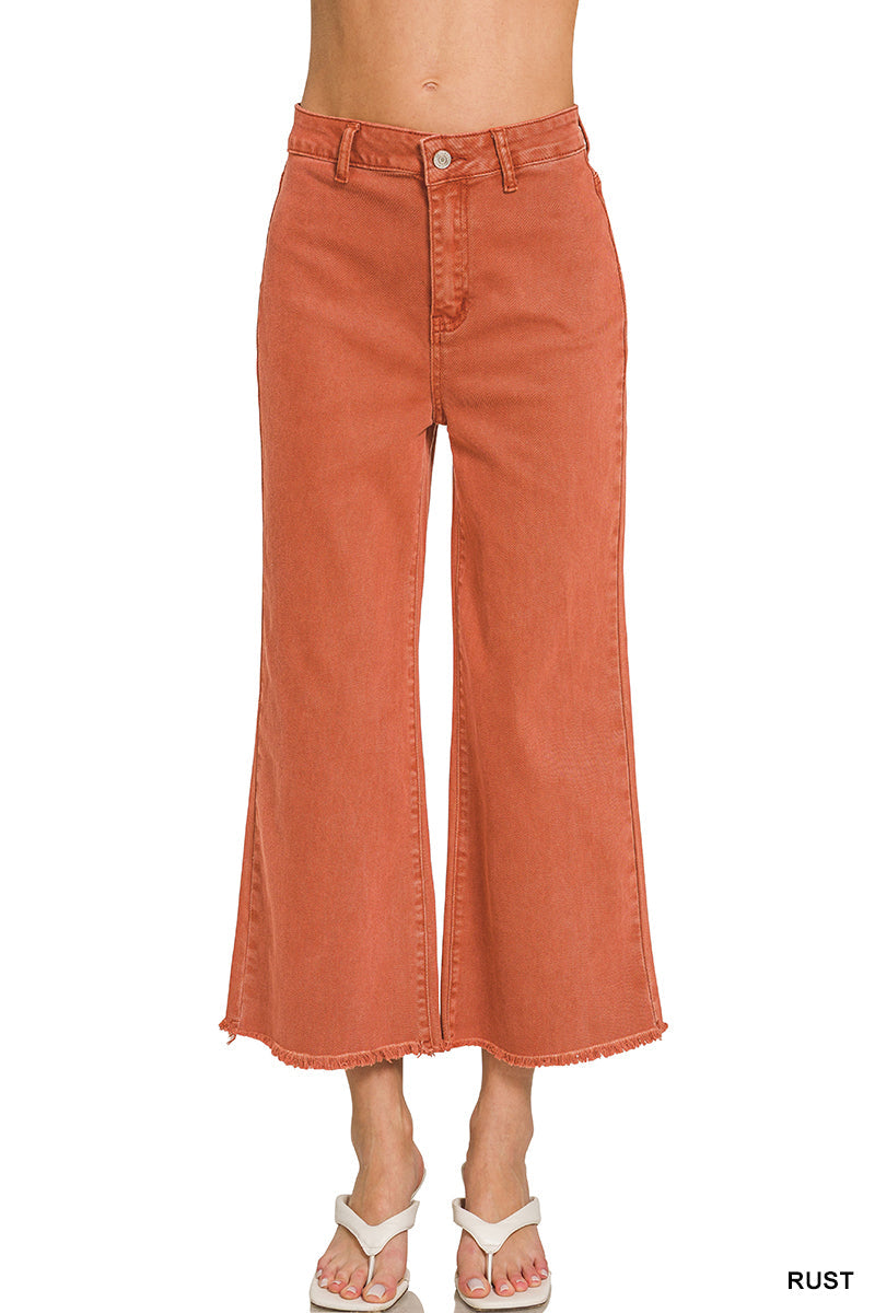 Cropped Frayed Hem Straight Jeans Zenana New RTS