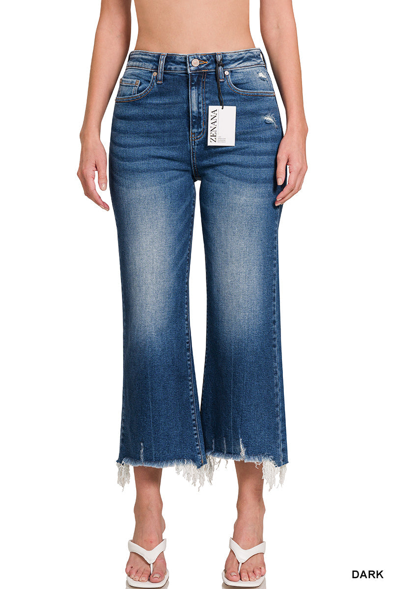 Mid-Rise Raw Hem Jeans Zenana