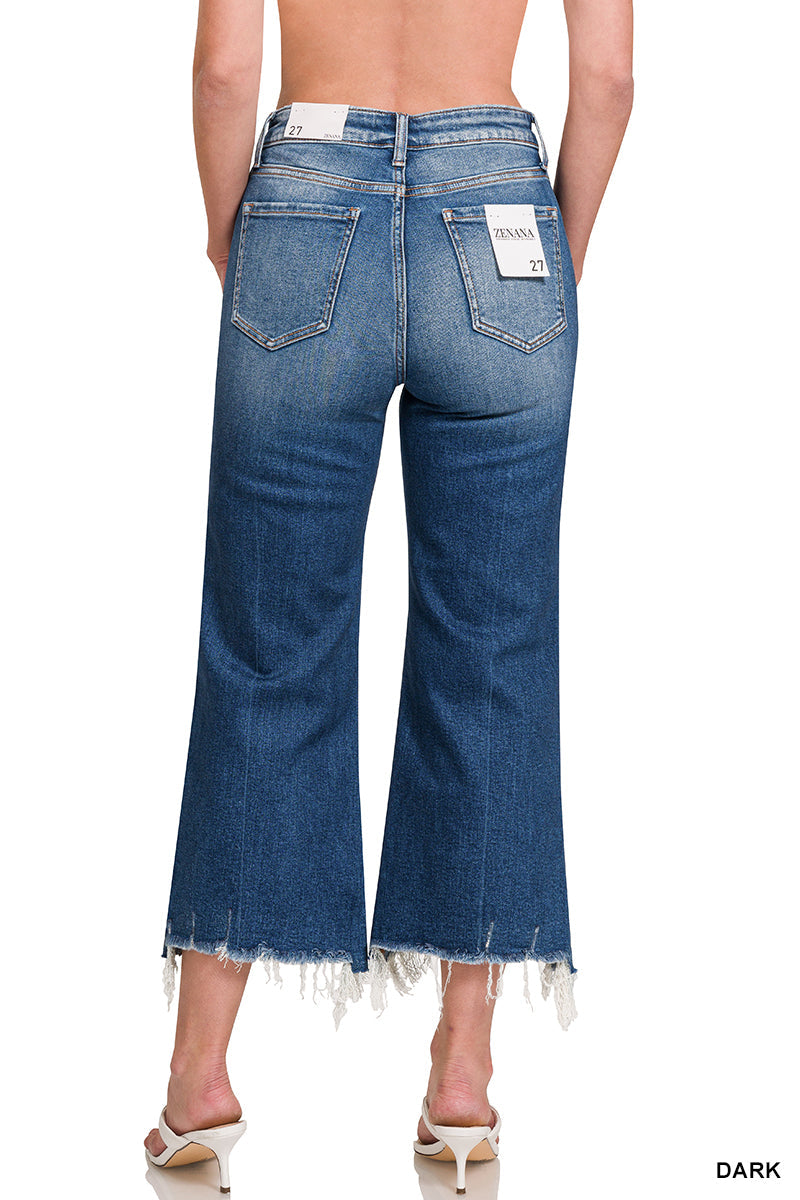 Mid-Rise Raw Hem Jeans Zenana