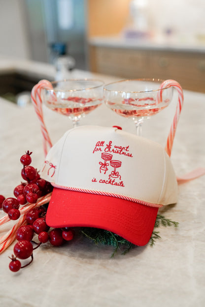 All I Want for Christmas is Cocktails - Red Vintage Trucker Hat