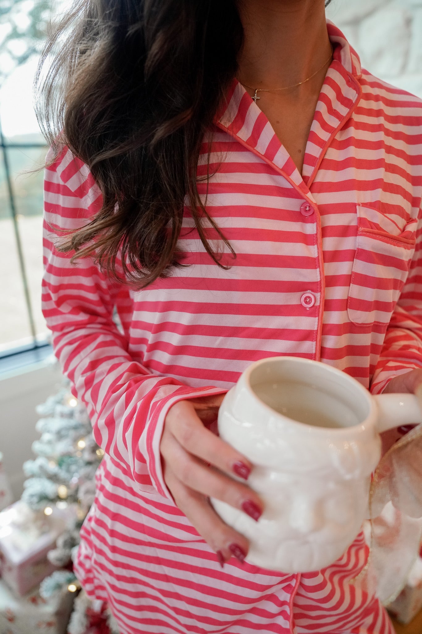 Pink & Red Stripes - Long Pajama Set