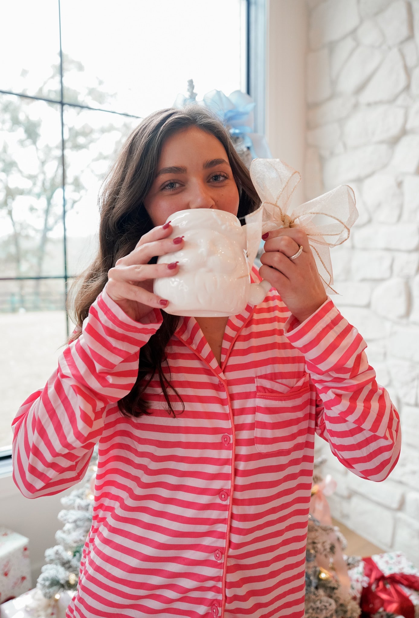 Pink & Red Stripes - Long Pajama Set