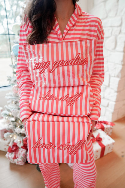 Pink & Red Stripes - Long Pajama Set
