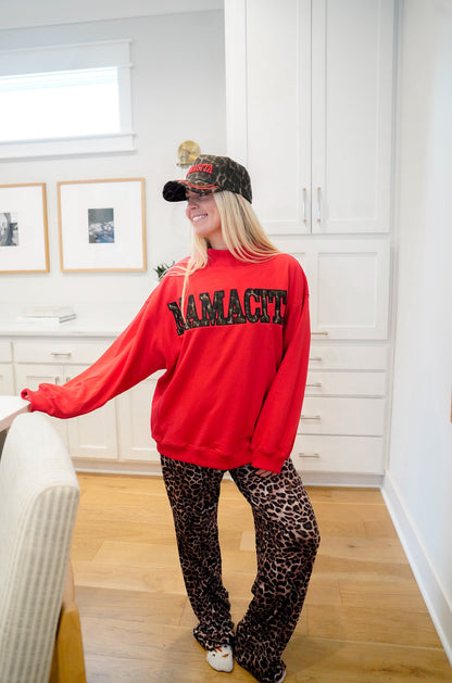 Mamacita - Red Vintage Mock-Neck Sweatshirt