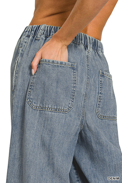 Drawstring- Denim Pants Zenana