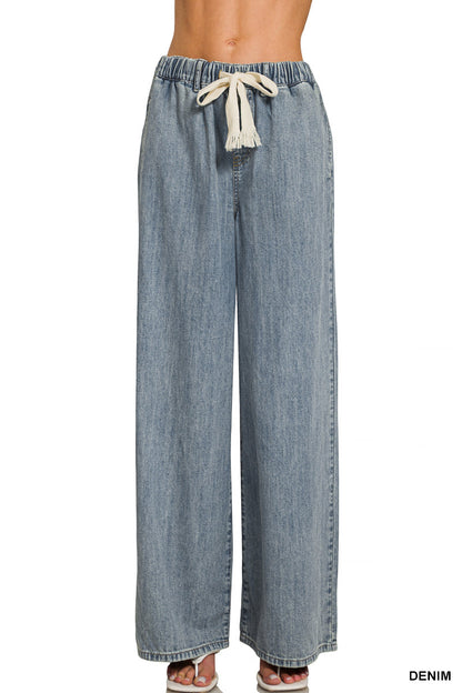 Drawstring- Denim Pants Zenana New RTS