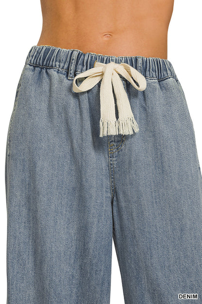 Drawstring- Denim Pants Zenana New RTS