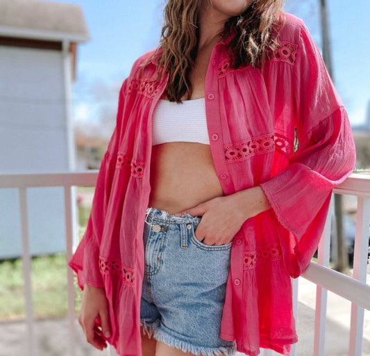 Sunny Days Button Up-Pink