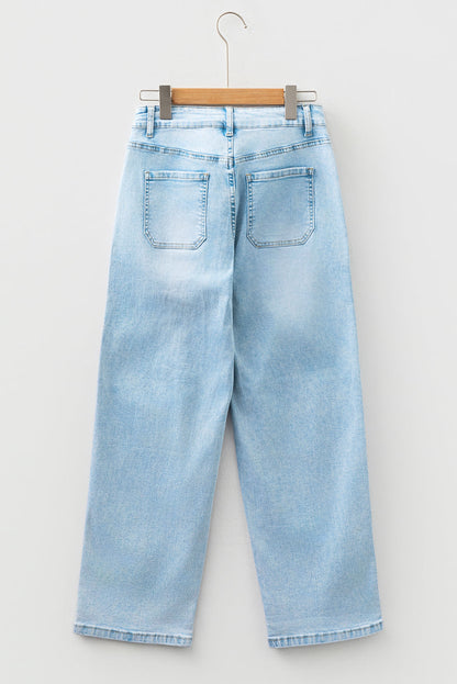 Exposed Stitch Barrel Jeans LT