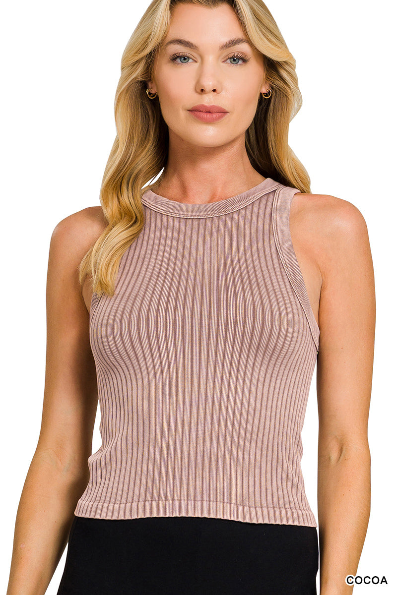 Ribbed-Washed Seamless Tank Top Zenana RTS