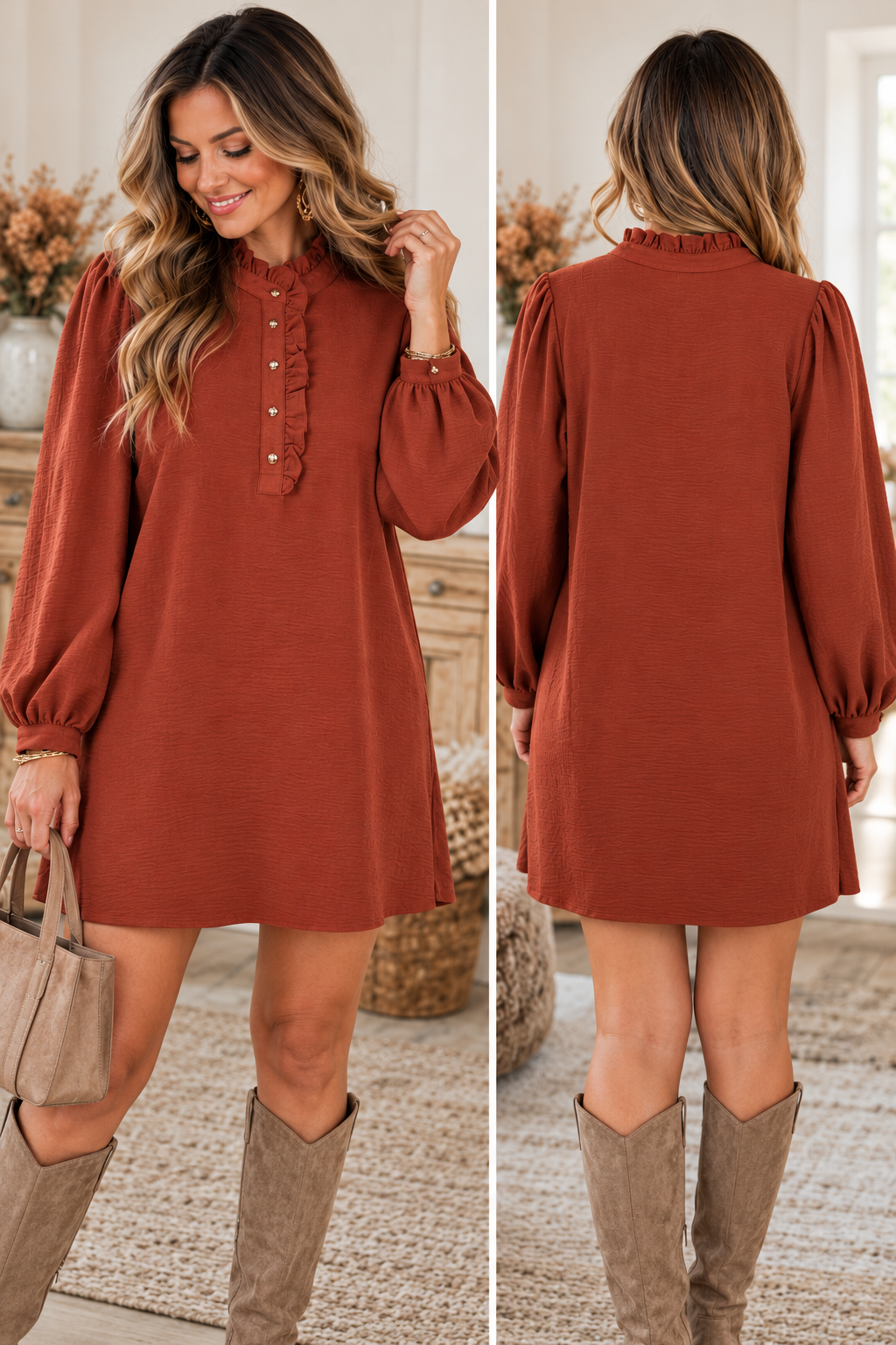 Coffee Shift Dress