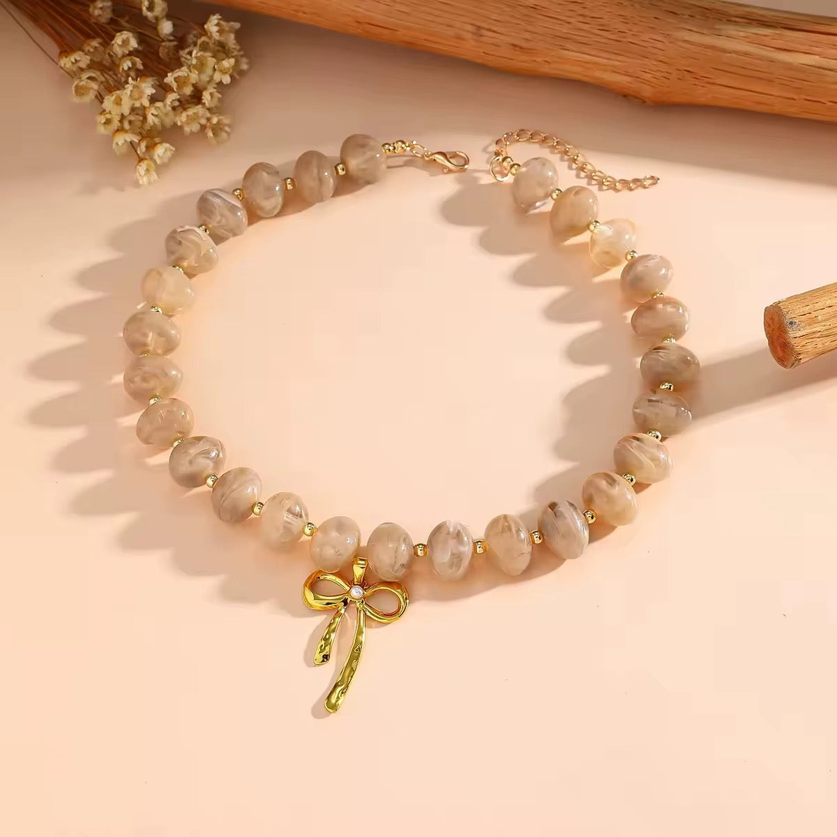 Beaded Bow Necklace RTS
