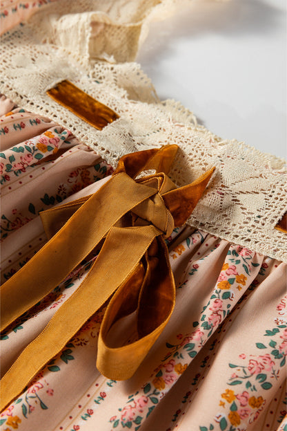 Floral Velvet Bow Loose Mini Dress November.