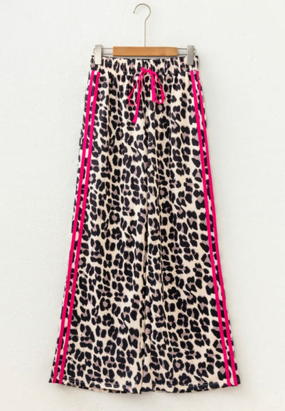 Pink Side Stripe Leopard Pants