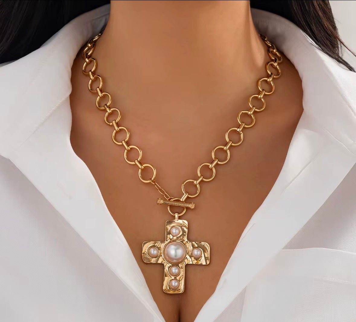 Hammered Cross Necklace RTS