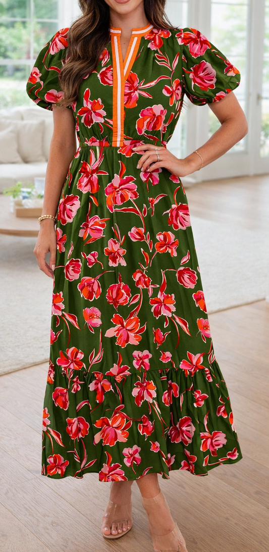 Green Floral Maxi Dress RTS