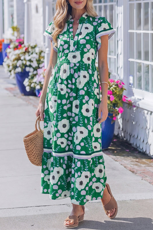Green Flower Maxi Dress