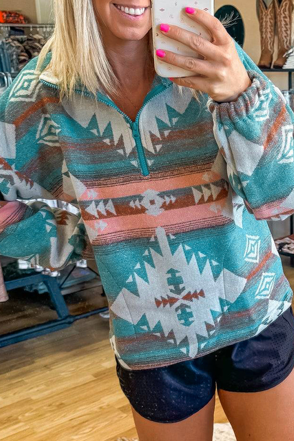 Green Aztec Quarter Zip RTS