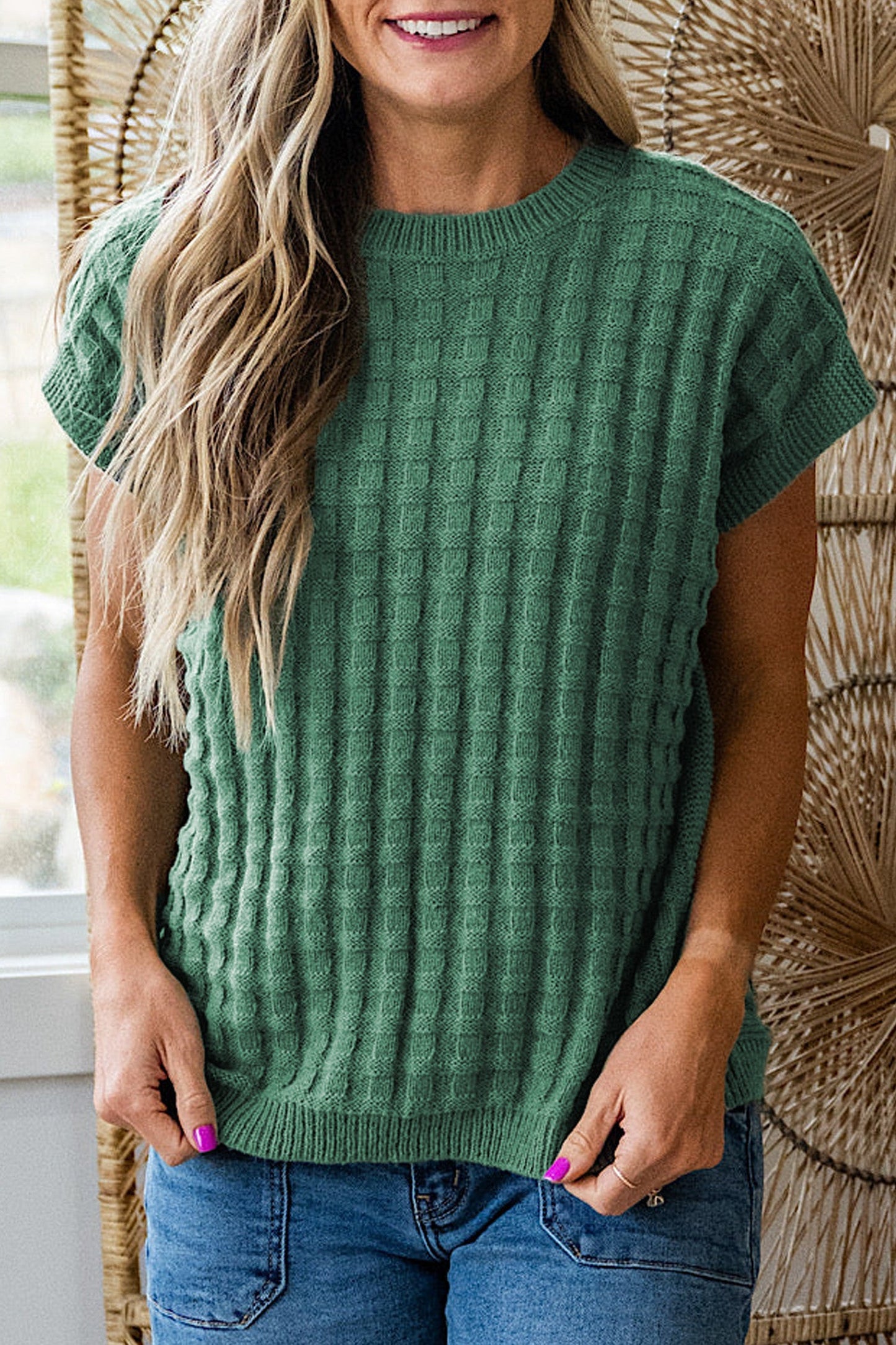 Green Textured Sweater January.