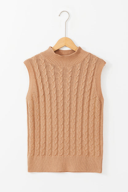 High Neck Cable Knit Top LT