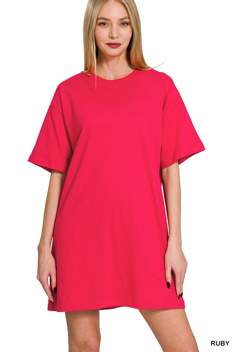 Round-Neck T-Shirt Dress Zenana