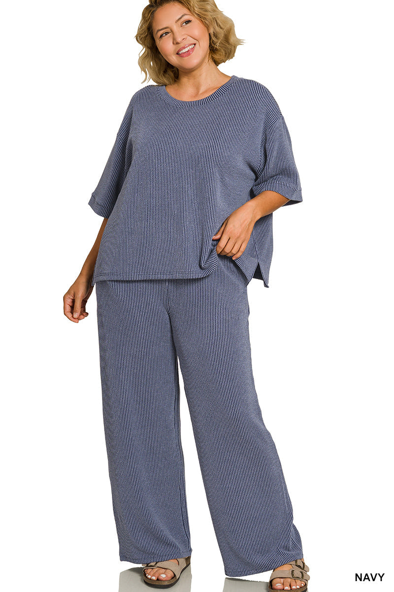 Plus-Raised Rib Set Zenana