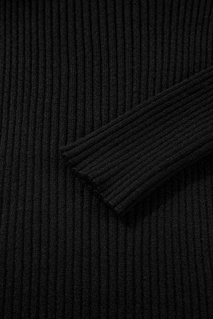 Black Ribbed Cold Shoulder