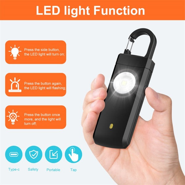 RECHARGEABLE PERSONAL SAFETY ALARM AND FLASHLIGHT is