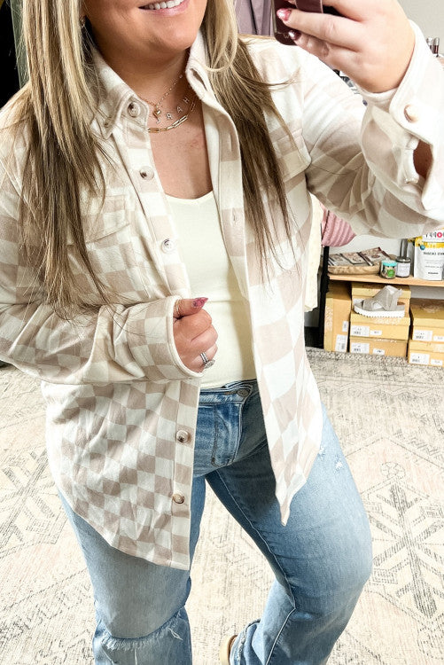 Checkered Plus Size Shacket RTS