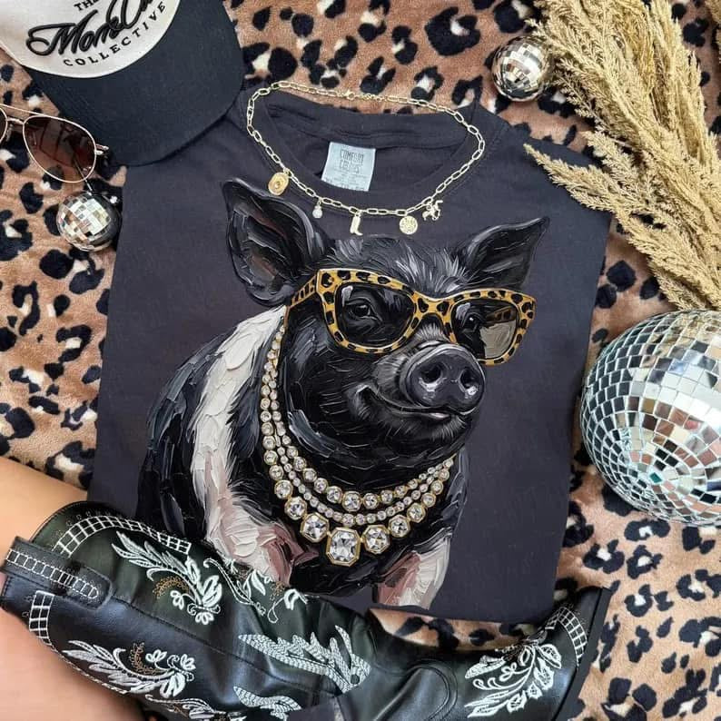 Youth Rhinestone Pig Tee.