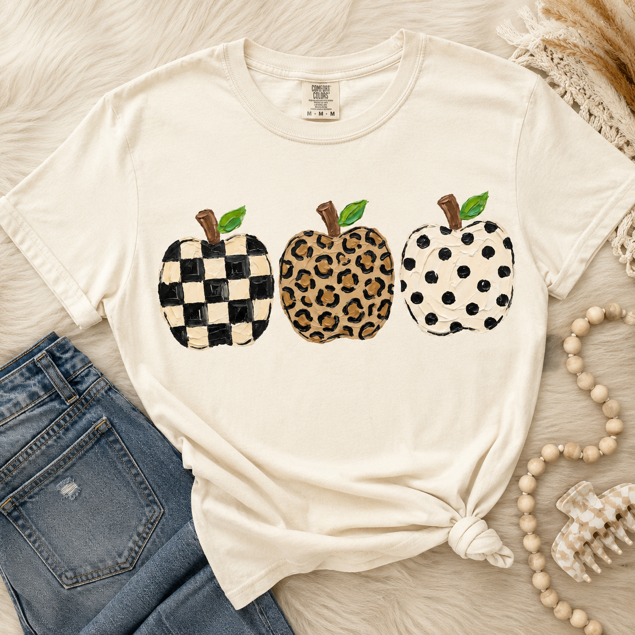 Checkered Leopard Dot Apple Tee.